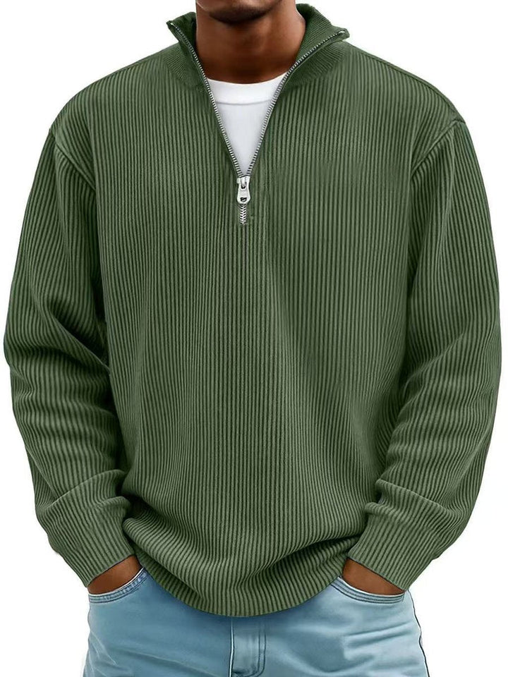 Men's Quarter Zip Sweater with Stand-Up Collar for Casual and Office Wear 9