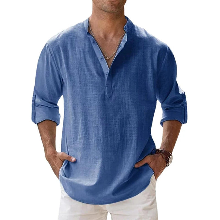 Men's Relaxed Fit Henley Shirt for Summer Comfort 1