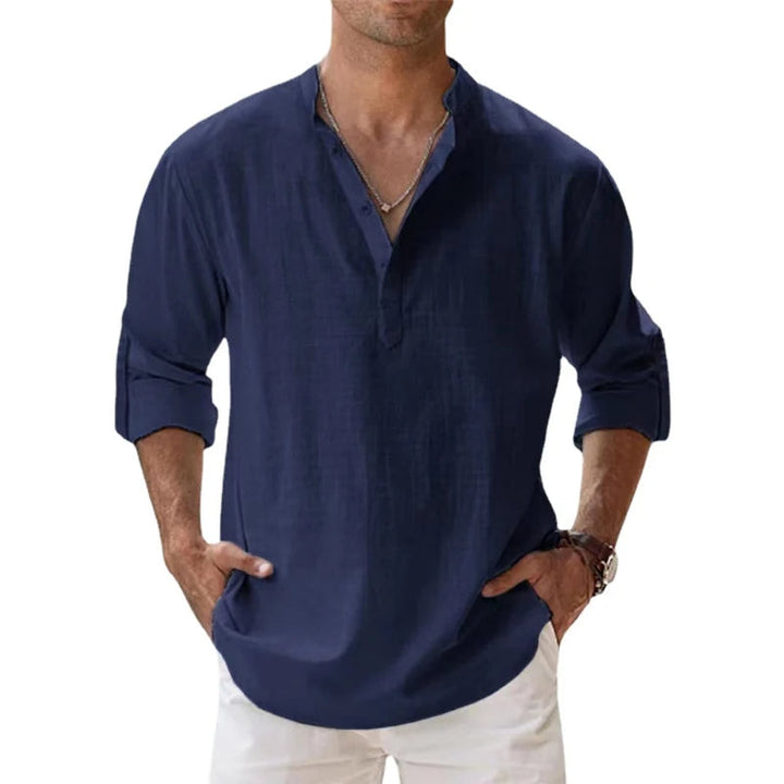 Men's Relaxed Fit Henley Shirt for Summer Comfort 4