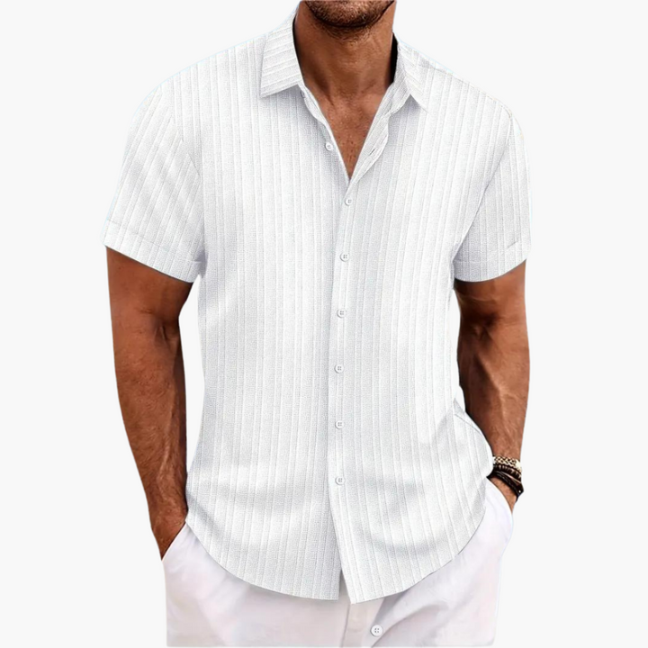 Men's Shirt - Short Sleeve Striped Button-Up for Summer Style, Lightweight & Versatile Design 0