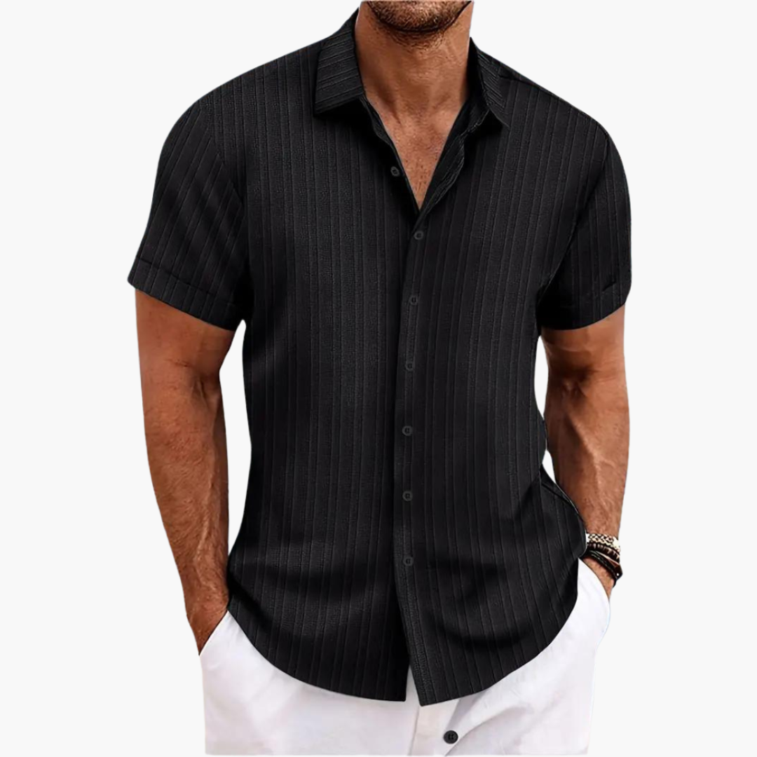 Men's Shirt - Short Sleeve Striped Button-Up for Summer Style, Lightweight & Versatile Design 3