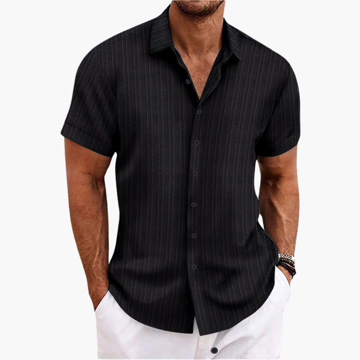 Men's Shirt - Short Sleeve Striped Button-Up for Summer Style, Lightweight & Versatile Design 3