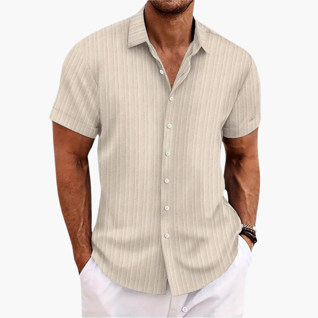 Men's Shirt - Short Sleeve Striped Button-Up for Summer Style, Lightweight & Versatile Design 4