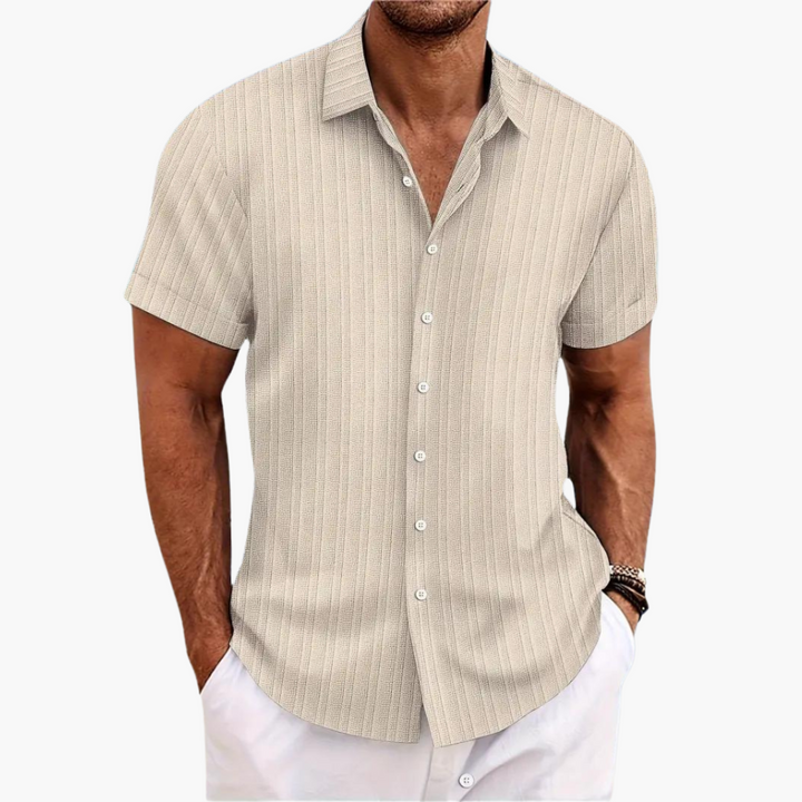 Men's Shirt - Short Sleeve Striped Button-Up for Summer Style, Lightweight & Versatile Design 4
