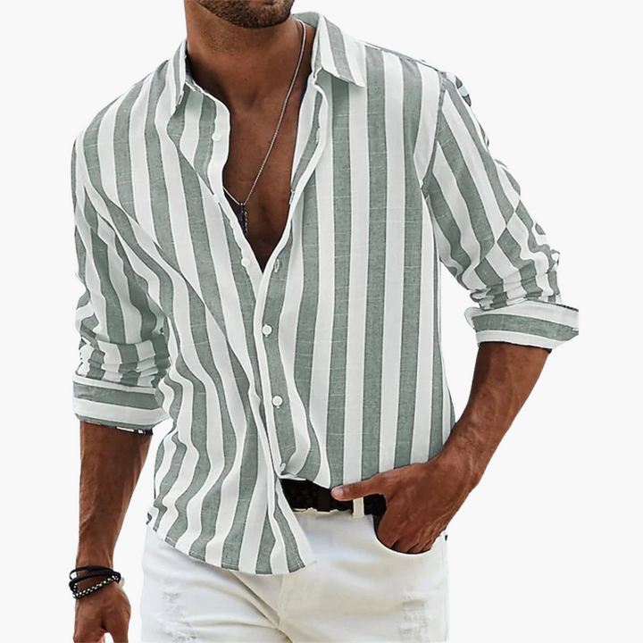 Men's Striped T-Shirt - Lightweight Summer Casual Shirt with Button Placket for Comfortable Style 2
