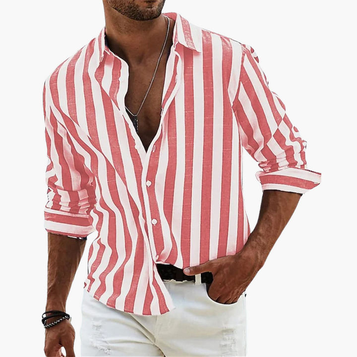 Men's Striped T-Shirt - Lightweight Summer Casual Shirt with Button Placket for Comfortable Style 3