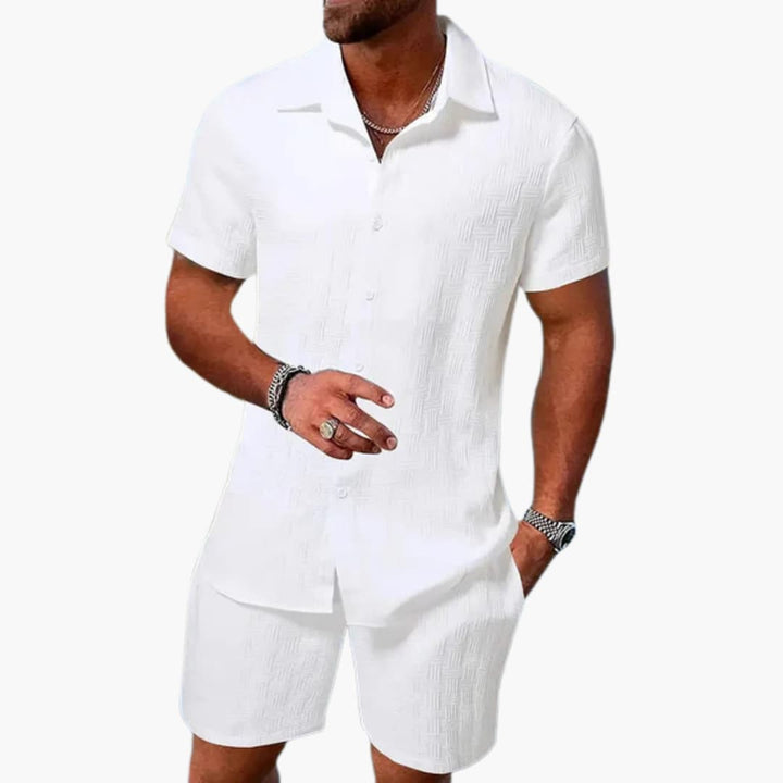 Men's Summer Set - Short Sleeve Shirt and Matching Shorts for Stylish Comfort 0