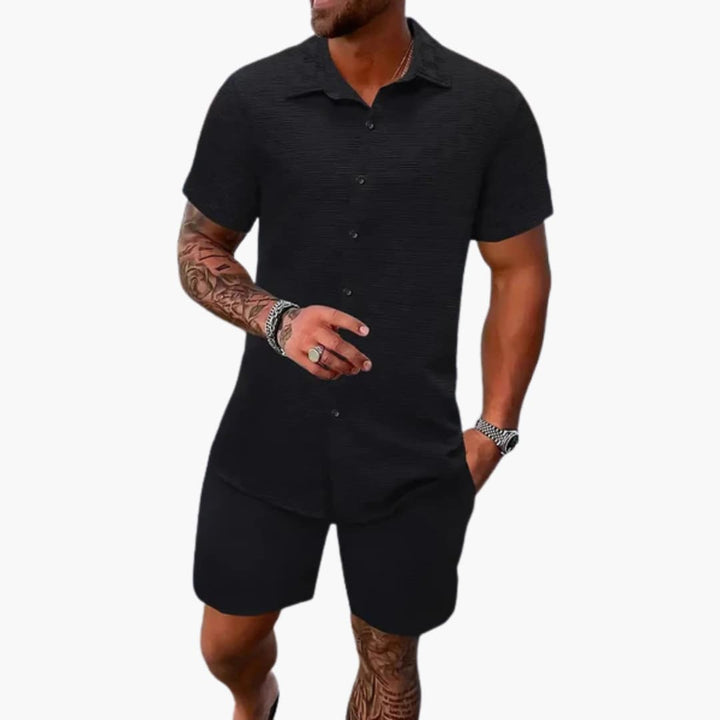 Men's Summer Set - Short Sleeve Shirt and Matching Shorts for Stylish Comfort 1