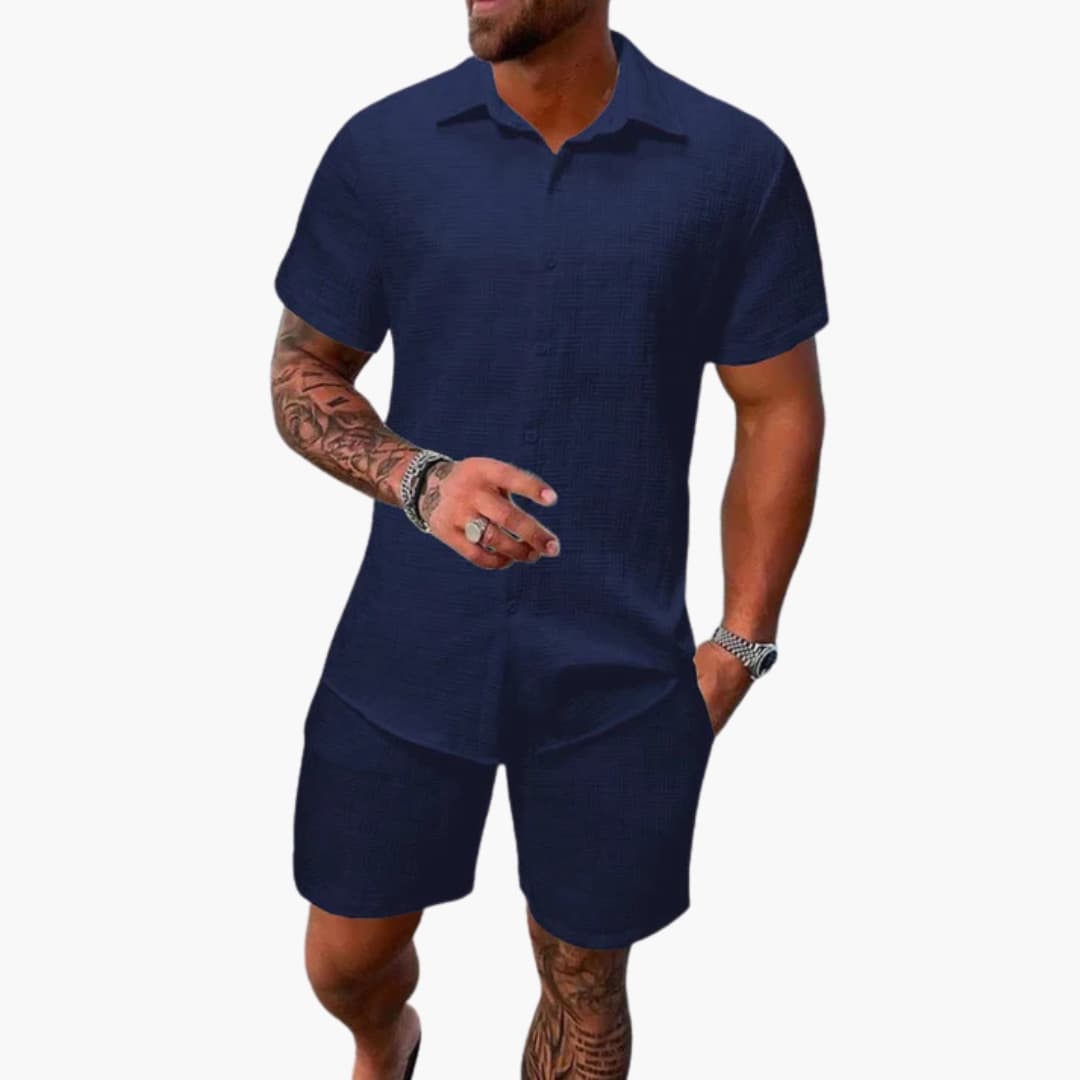 Men's Summer Set - Short Sleeve Shirt and Matching Shorts for Stylish Comfort 2
