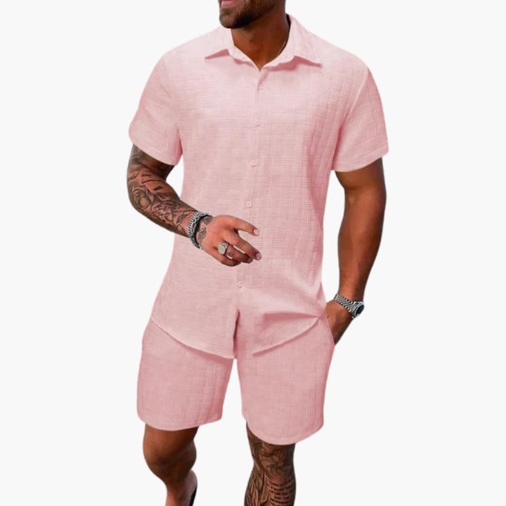 Men's Summer Set - Short Sleeve Shirt and Matching Shorts for Stylish Comfort 3