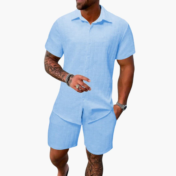 Men's Summer Set - Short Sleeve Shirt and Matching Shorts for Stylish Comfort 4