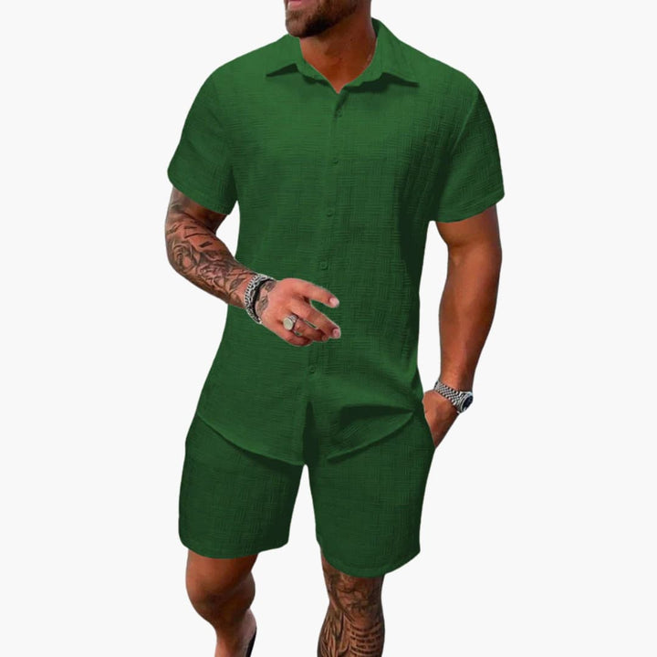 Men's Summer Set - Short Sleeve Shirt and Matching Shorts for Stylish Comfort 5