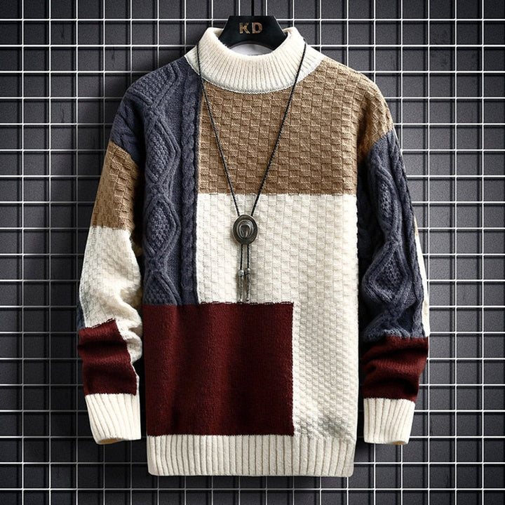 Men's Sweater Color Block Chunky Knit Long Sleeve Modern Cardigan for Cozy Style 0