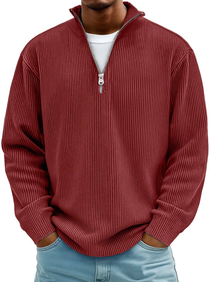 Men's Sweater Half Zip Casual Style with Stand-Up Collar Loose Fit for Everyday Wear 1