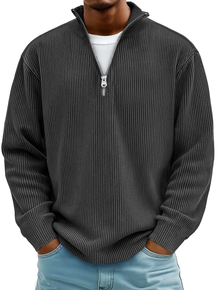 Men's Sweater Half Zip Casual Style with Stand-Up Collar Loose Fit for Everyday Wear 3