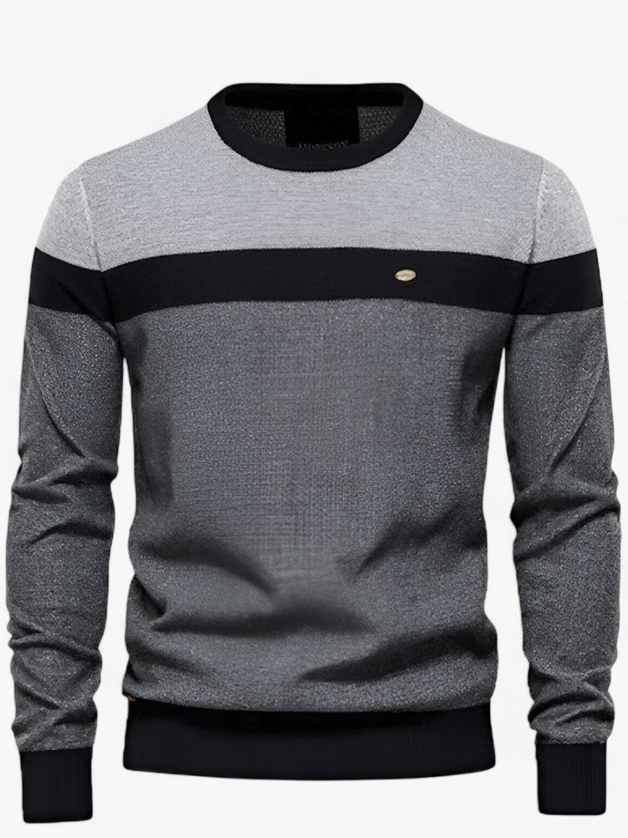 Men's Sweater Modern Color Block Crew Neck Casual Knitwear in Gray, Dark Green, and Mint Green 2