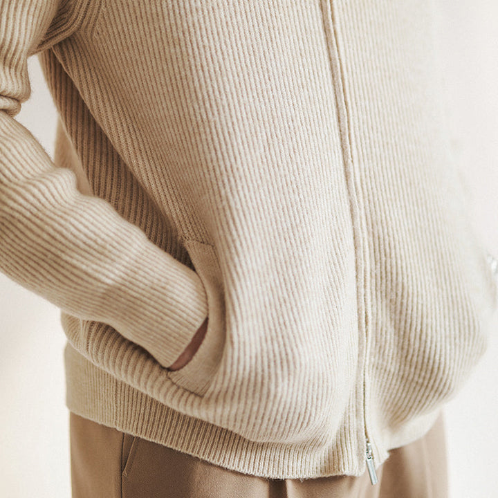 Men's Sweater Modern Full Zip Ribbed Knit Lightweight for Spring Casual Wear 2