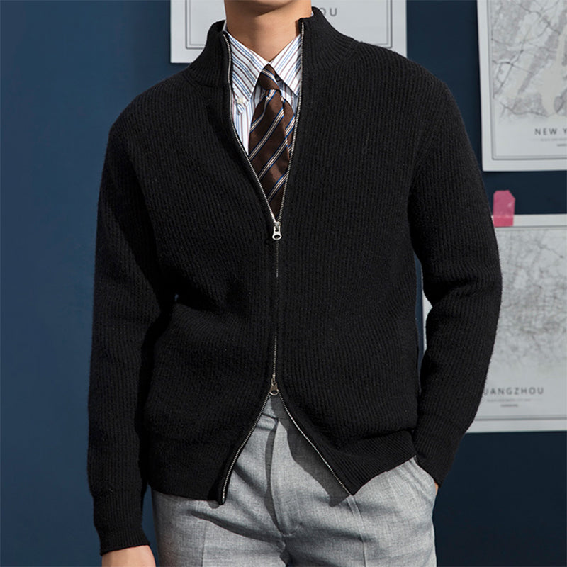 Men's Sweater Modern Full Zip Ribbed Knit Lightweight for Spring Casual Wear 3