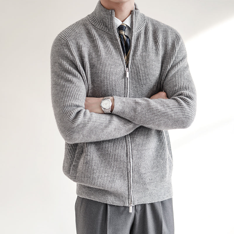 Men's Sweater Modern Full Zip Ribbed Knit Lightweight for Spring Casual Wear 4