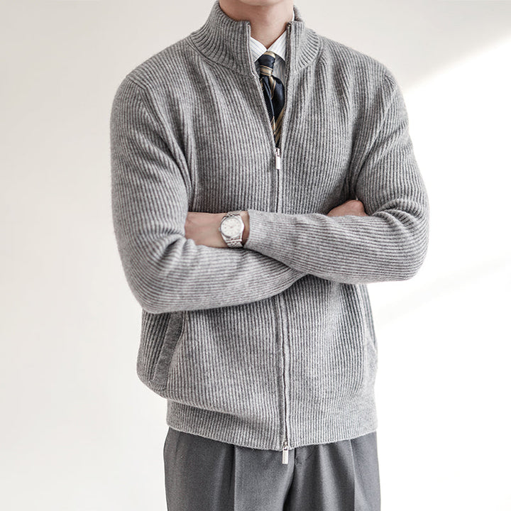 Men's Sweater Modern Full Zip Ribbed Knit Lightweight for Spring Casual Wear 4