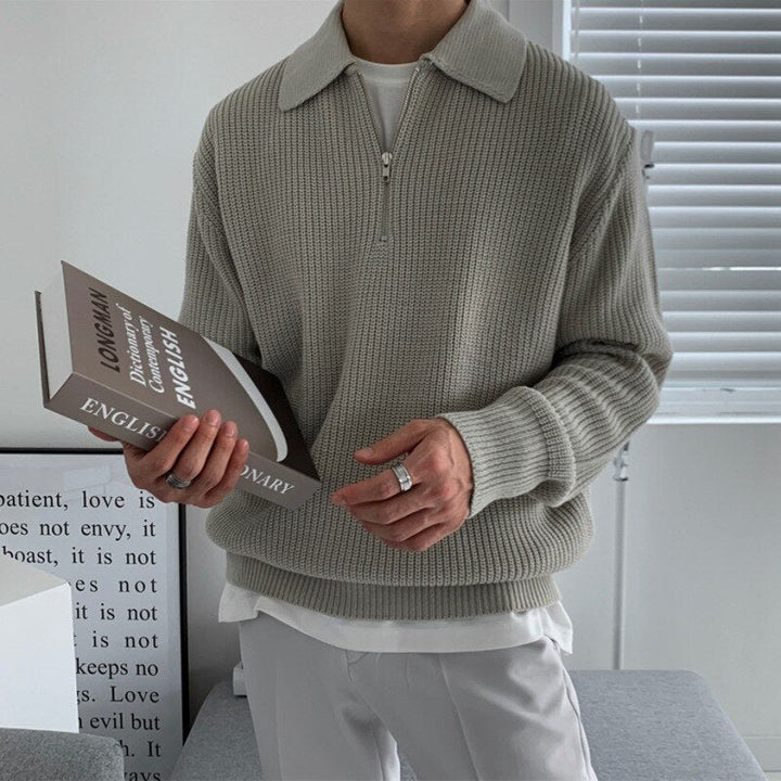 Men's Sweater Structured Knit Long Sleeve Casual Fit for Winter Warmth and Style 1