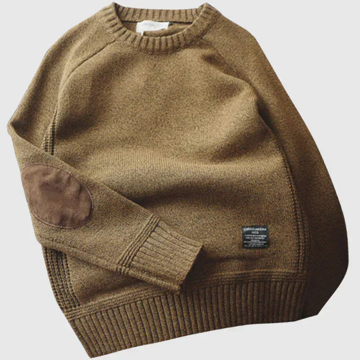 Men's Sweater with Elbow Patches - Classic Knitted Design for Winter Comfort and Style 3