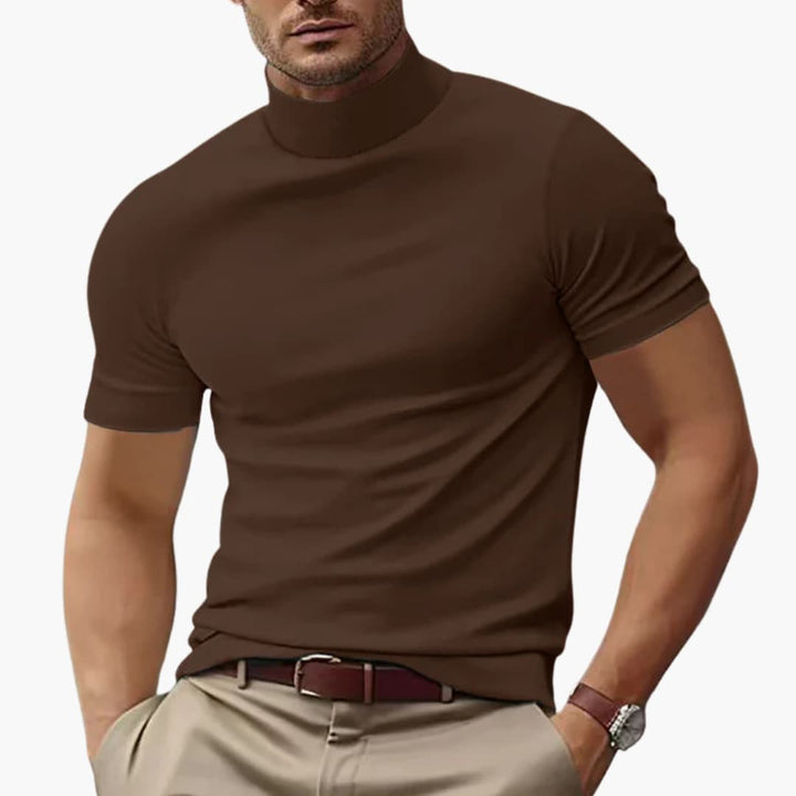 Men's T Shirt - Casual Short Sleeve Turtleneck for Stylish Summer Wear 0