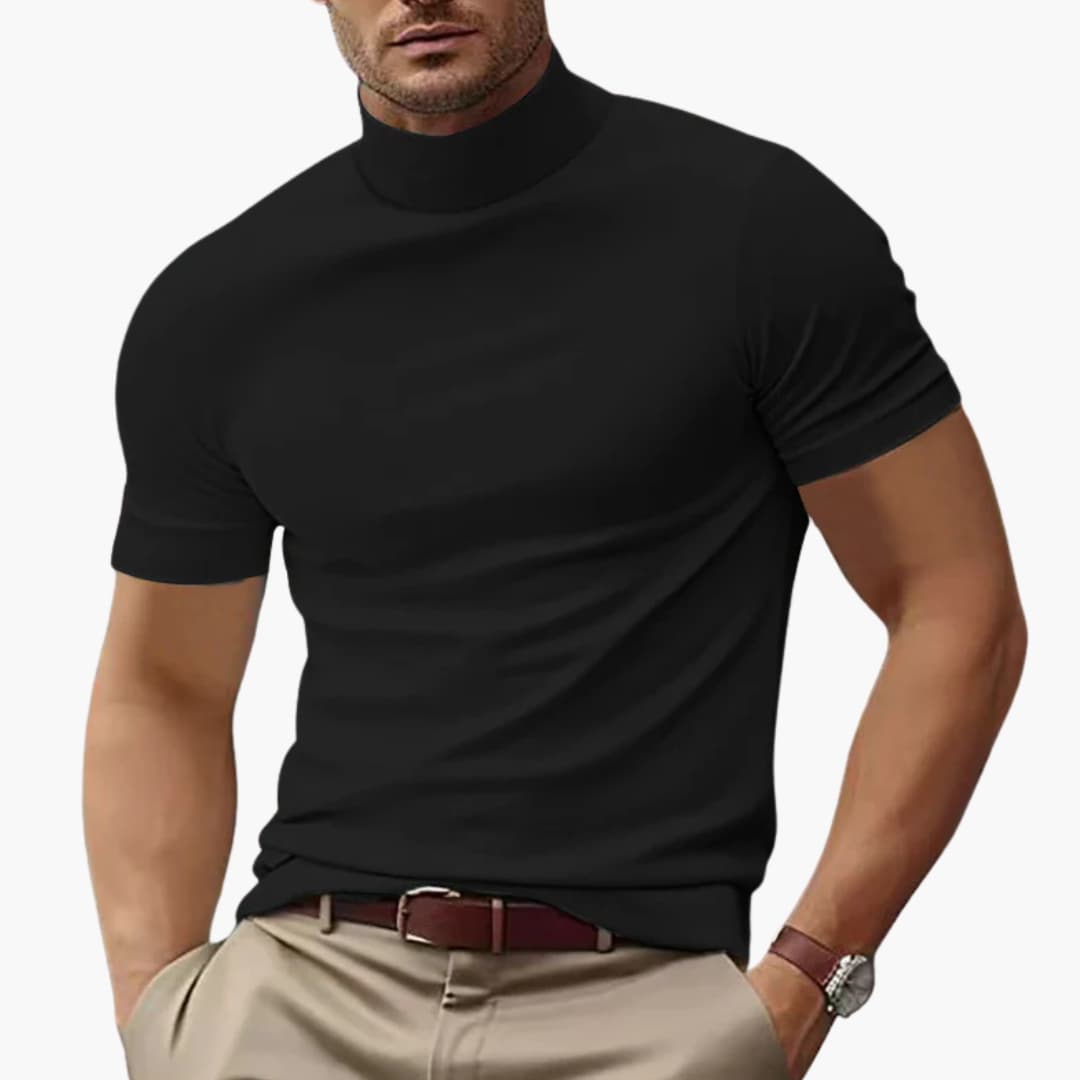 Men's T Shirt - Casual Short Sleeve Turtleneck for Stylish Summer Wear 2