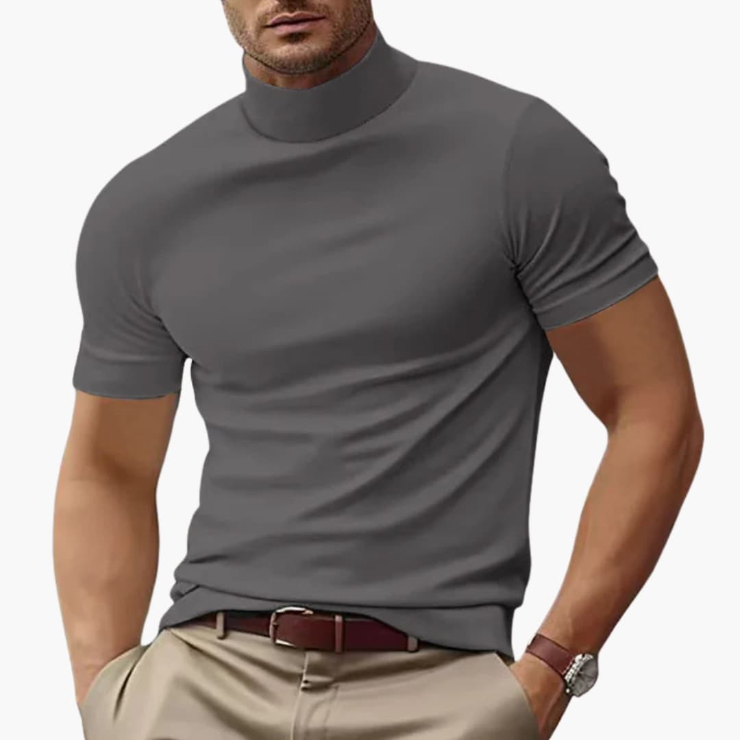 Men's T Shirt - Casual Short Sleeve Turtleneck for Stylish Summer Wear 3