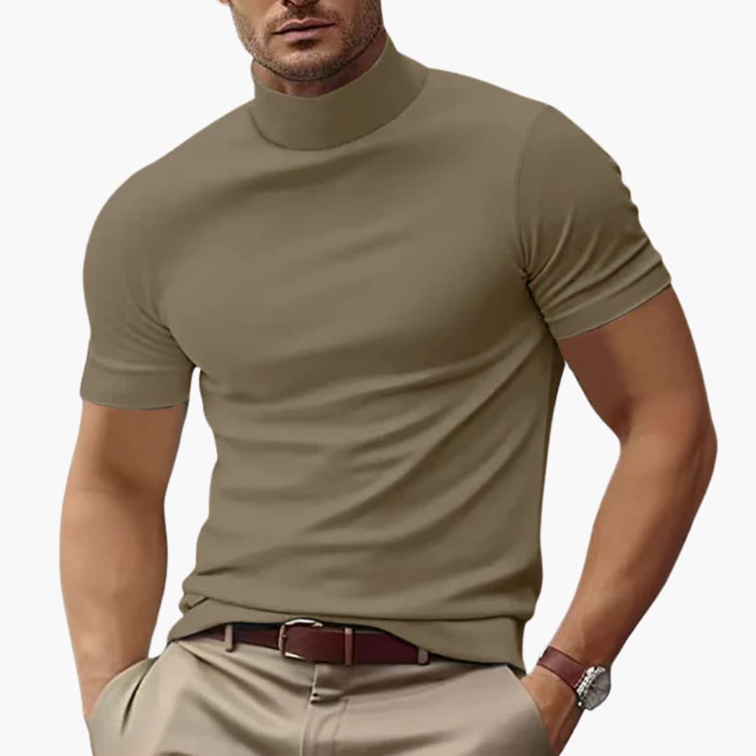 Men's T Shirt - Casual Short Sleeve Turtleneck for Stylish Summer Wear 4