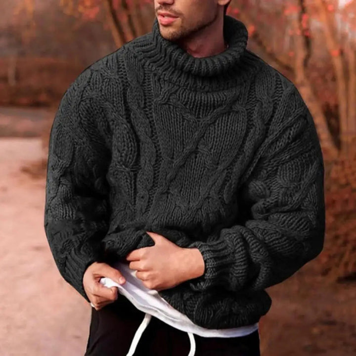 Men's Turtleneck Sweater Thick Knit Warm Pullover for Winter Casual Style 1