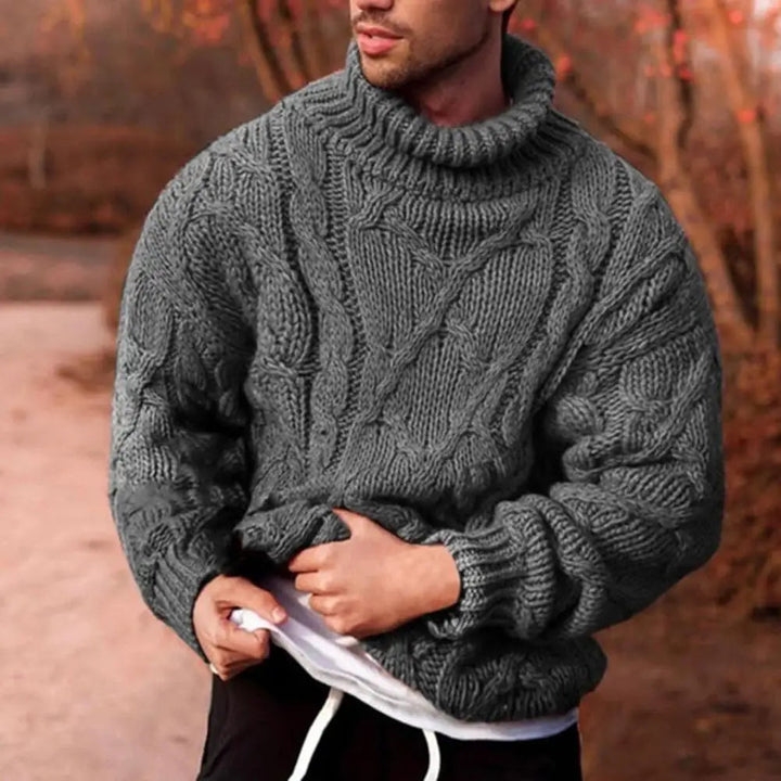 Men's Turtleneck Sweater Thick Knit Warm Pullover for Winter Casual Style 2
