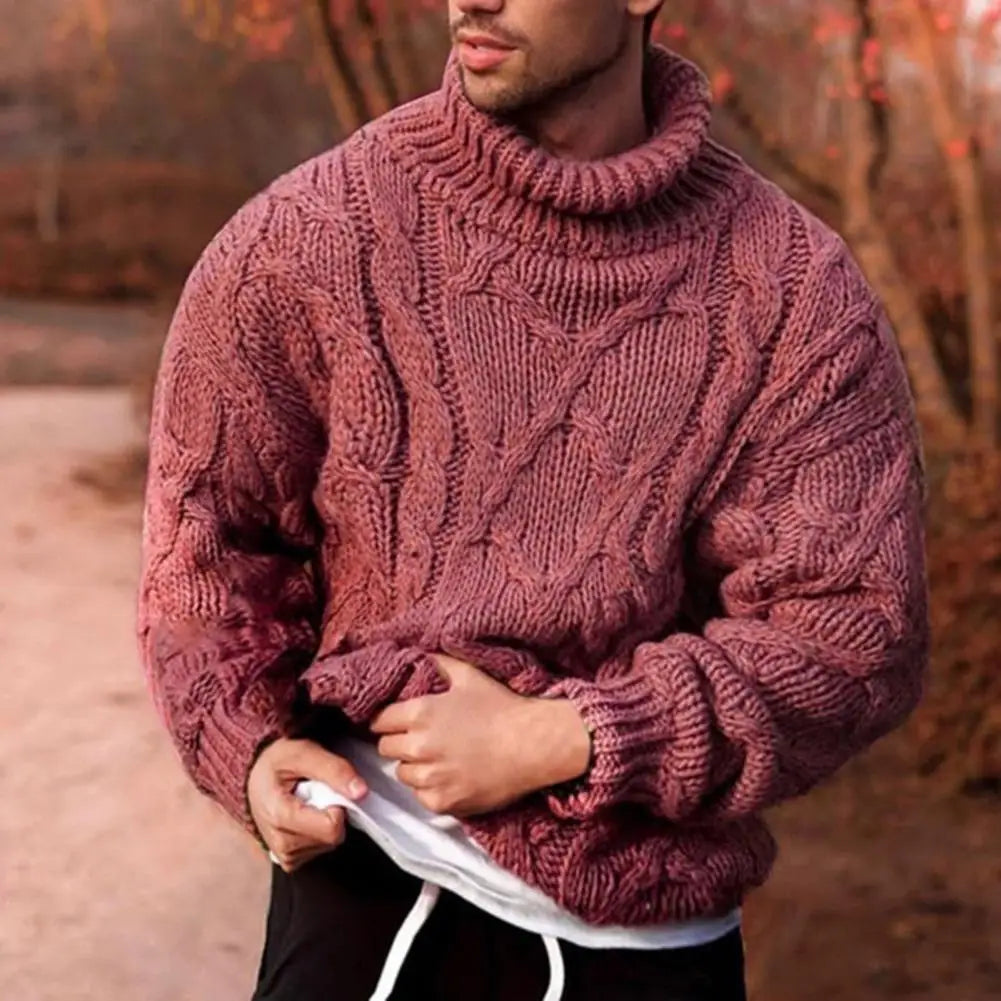 Men's Turtleneck Sweater Thick Knit Warm Pullover for Winter Casual Style 3