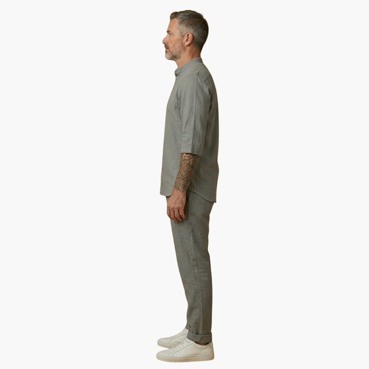 Men's Two Piece Set - Stylish Long Sleeve Shirt and Drawstring Pants for Beach and Leisure - Comfortable Men's Co Ord Set 2