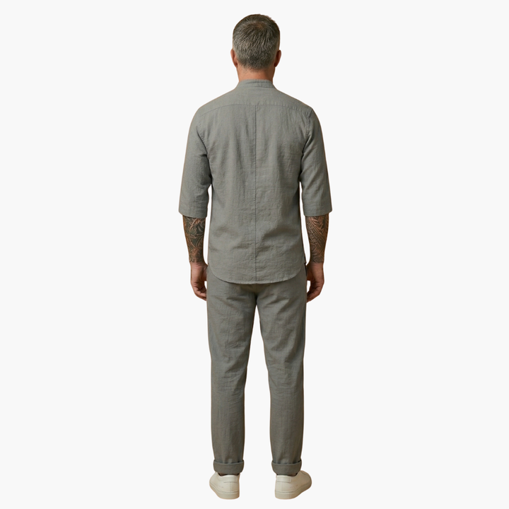 Men's Two Piece Set - Stylish Long Sleeve Shirt and Drawstring Pants for Beach and Leisure - Comfortable Men's Co Ord Set 4