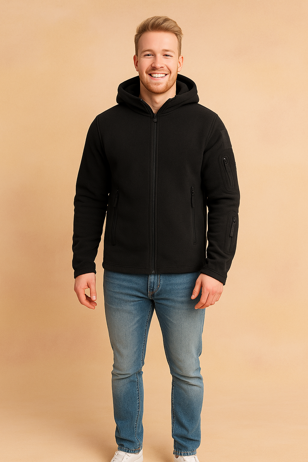 Men's Windproof Hooded Zip-Up Jacket | Multiple Pockets 0