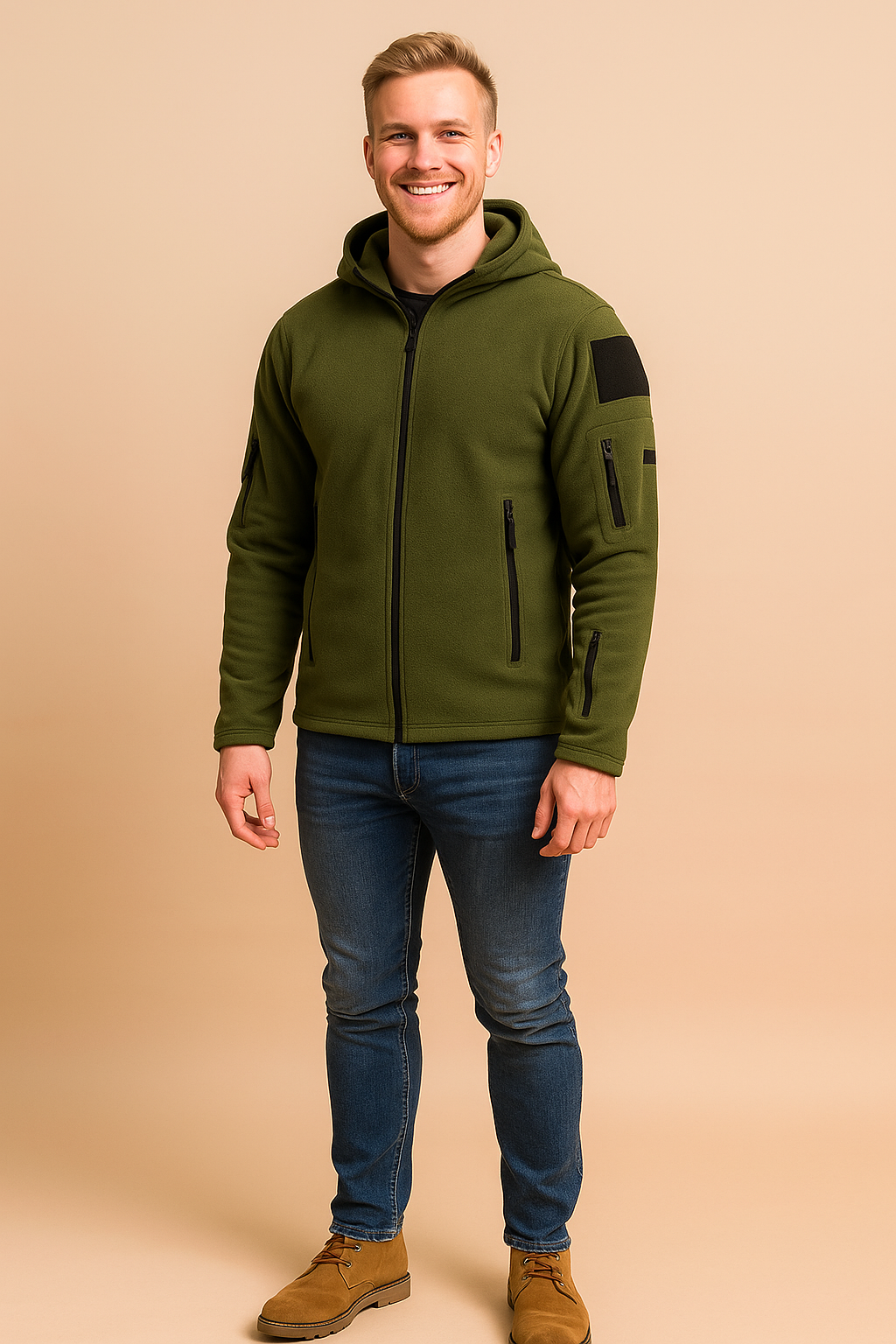 Men's Windproof Hooded Zip-Up Jacket | Multiple Pockets 1