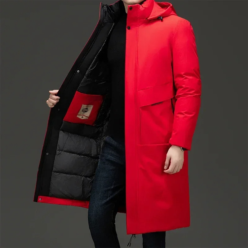 Men's Winter Coat, Long Quilted Jacket with Hood, Warm Windproof Insulated Design for Outdoor and Casual Wear 2
