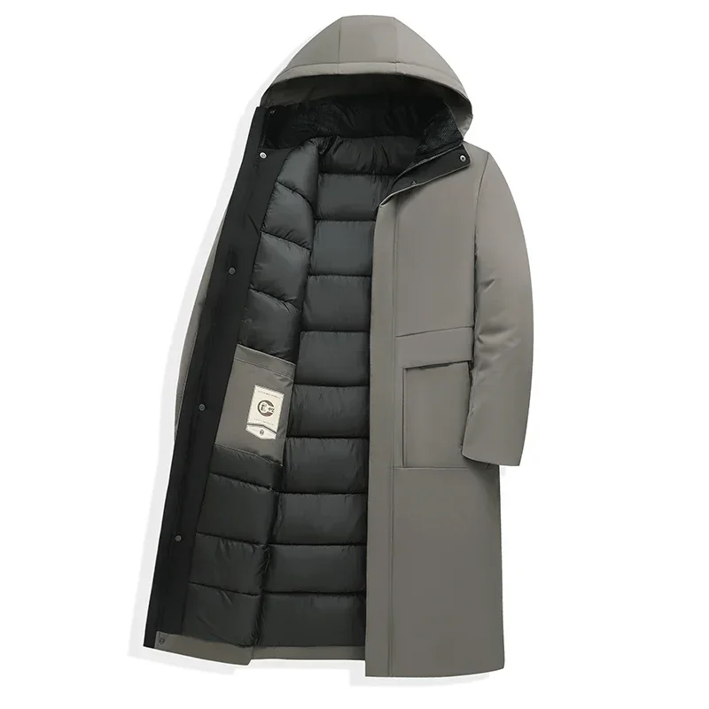 Men's Winter Coat, Long Quilted Jacket with Hood, Warm Windproof Insulated Design for Outdoor and Casual Wear 3