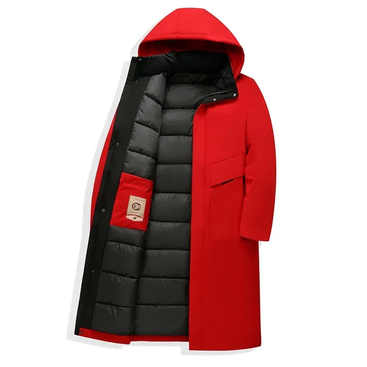 Men's Winter Coat, Long Quilted Jacket with Hood, Warm Windproof Insulated Design for Outdoor and Casual Wear 4
