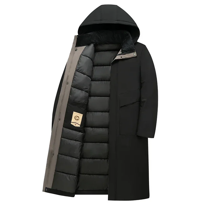 Men's Winter Coat, Long Quilted Jacket with Hood, Warm Windproof Insulated Design for Outdoor and Casual Wear 5