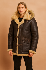 Men's winter jacket with a hood, insulated with fur 0