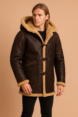 Men's winter jacket with a hood, insulated with fur 2