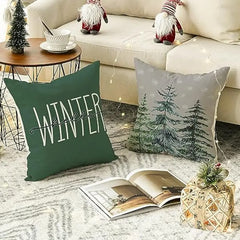 MerryCushion – Green Christmas Cushion Cover with Festive Embroidery 1