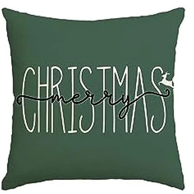 MerryCushion – Green Christmas Cushion Cover with Festive Embroidery 3