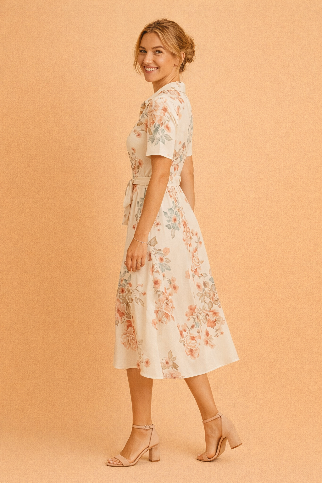 Rosa| Midi Shirt Dress with Belt and Slit
