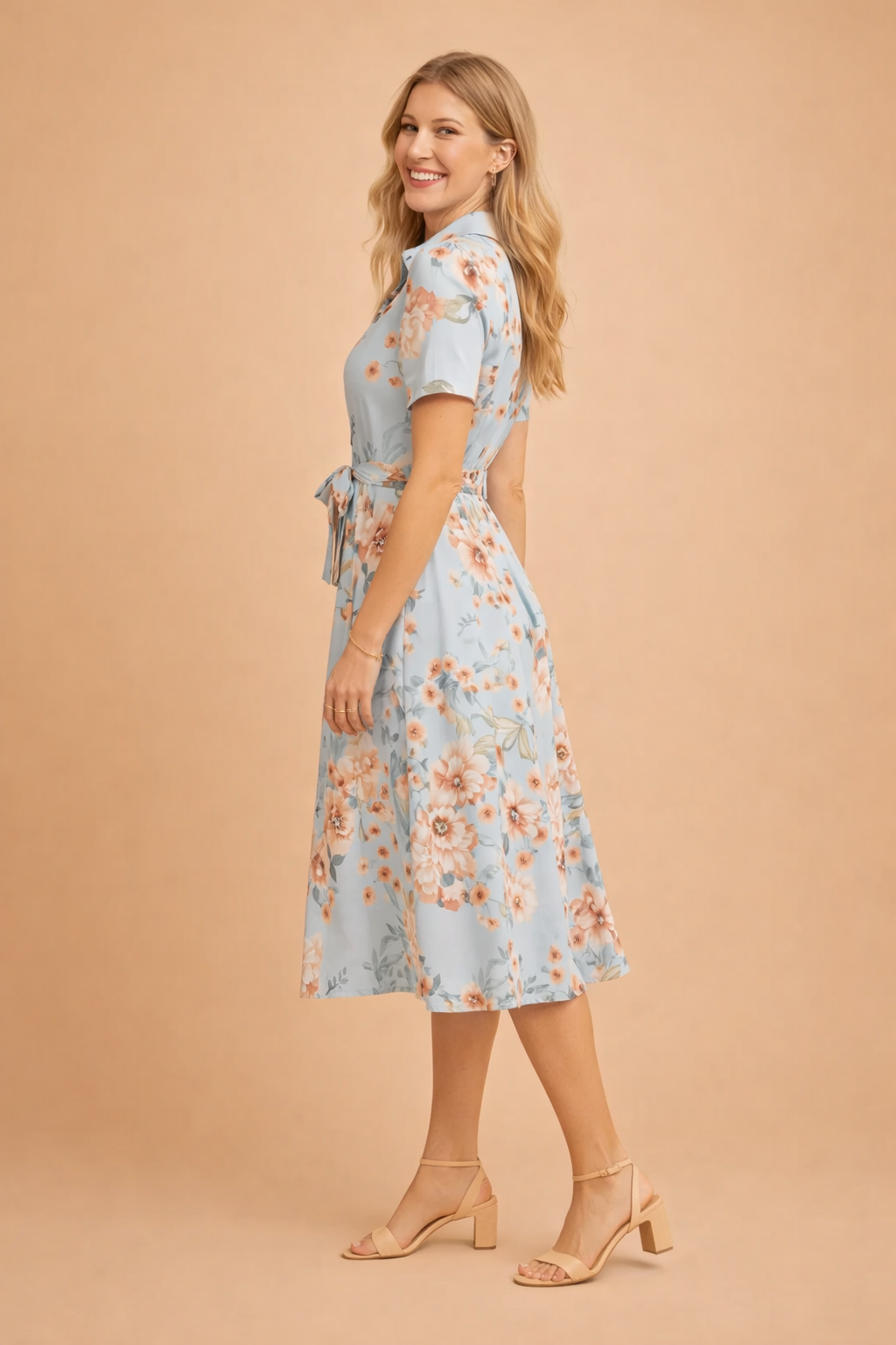Rosa| Midi Shirt Dress with Belt and Slit
