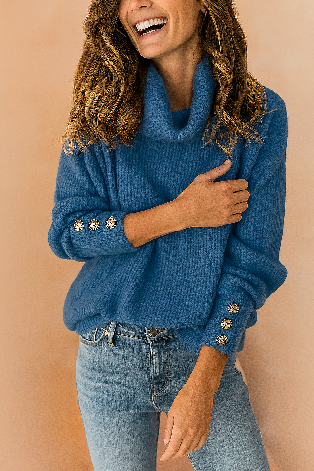 Milena | Turtleneck sweater with decorative buttons 1