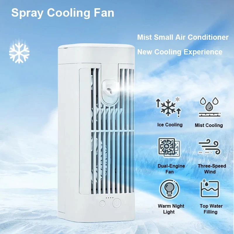 Mini Portable Air Conditioner Desk Fan with Spray Cooling 3