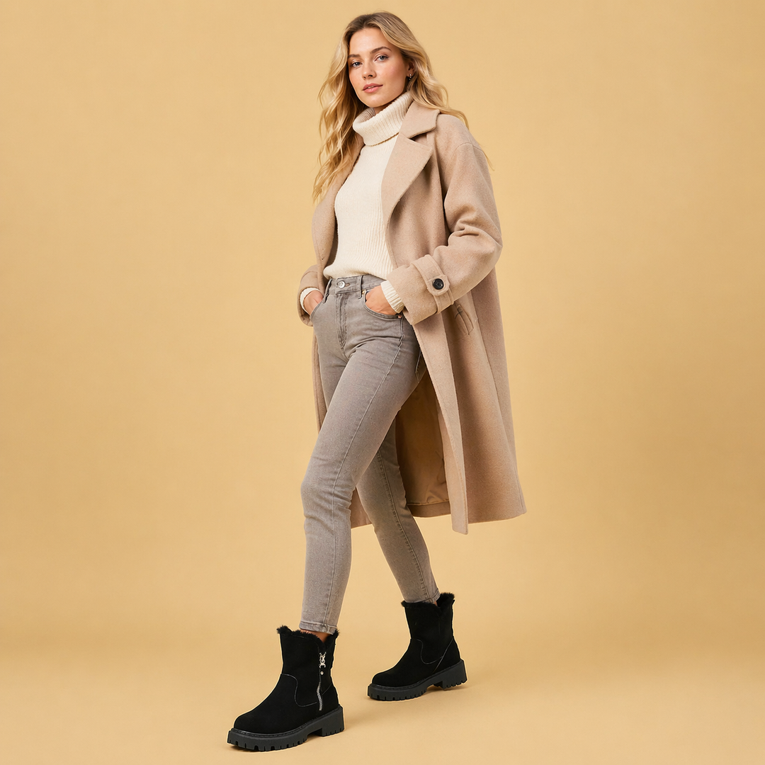Bottes d'hiver en velours chaud pour femmes – Confort douillet et élégant